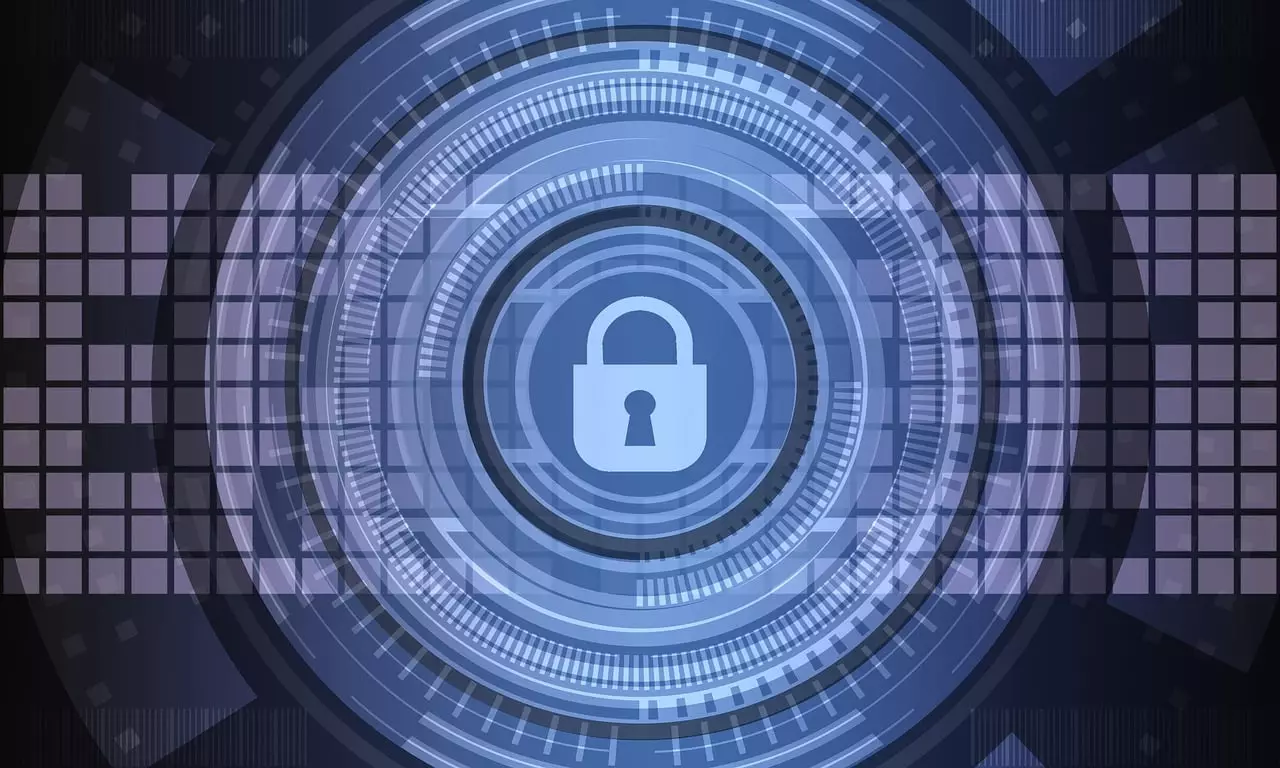Privacy visual - lock on abstract data background